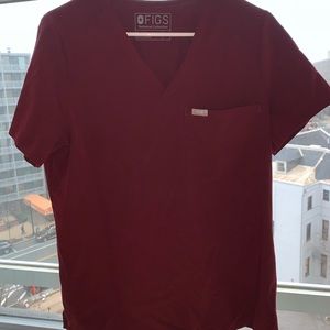 FIGS Burgundy 1 pocket scrub top